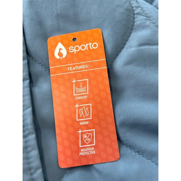 Sporto Rose Quilted Water Resistant Anorak Coat Size Small Blue Outdoor Snow NEW - Picture 4 of 7